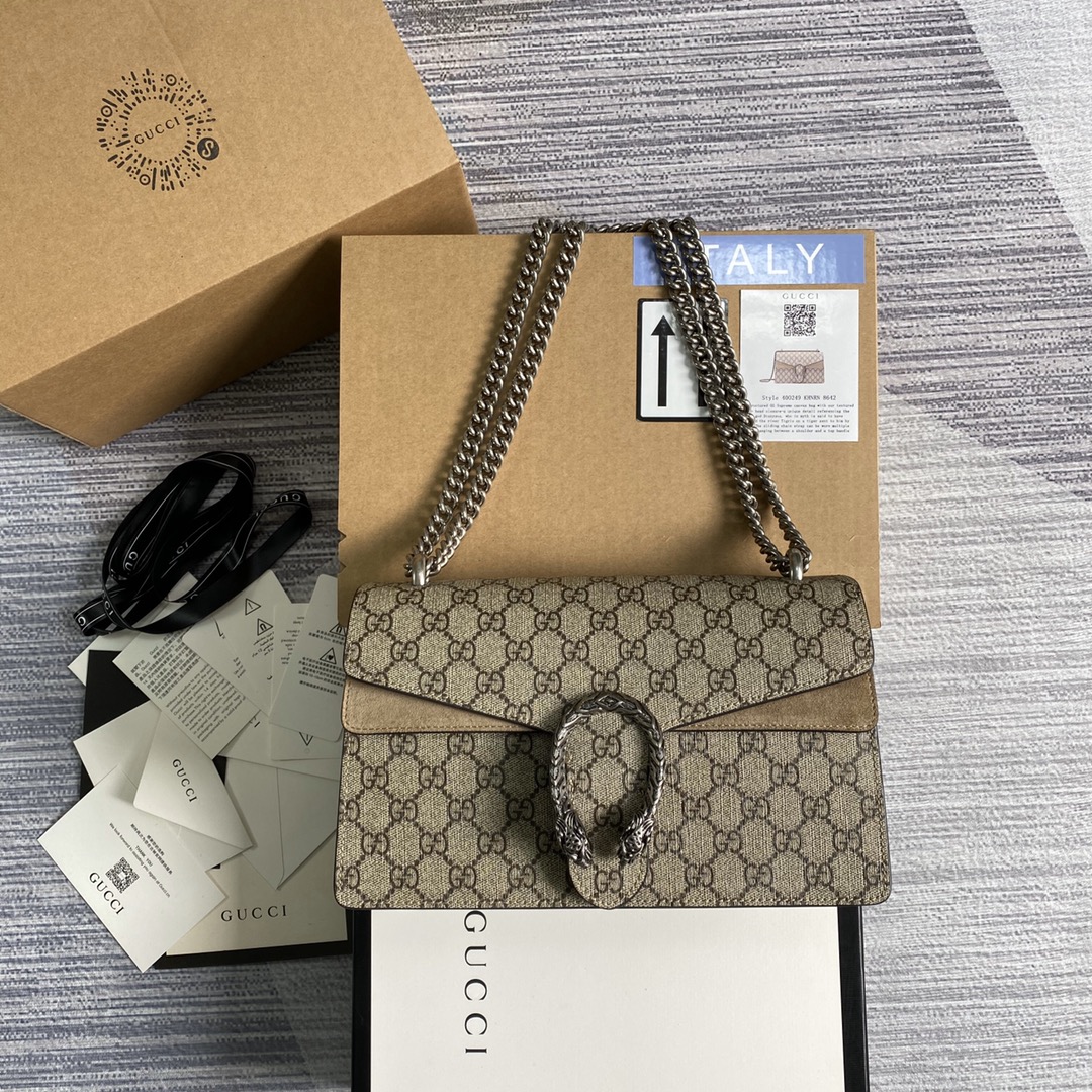 Gucci Dionysus Small GG Supreme Shoulder Bag 400249 Khaki